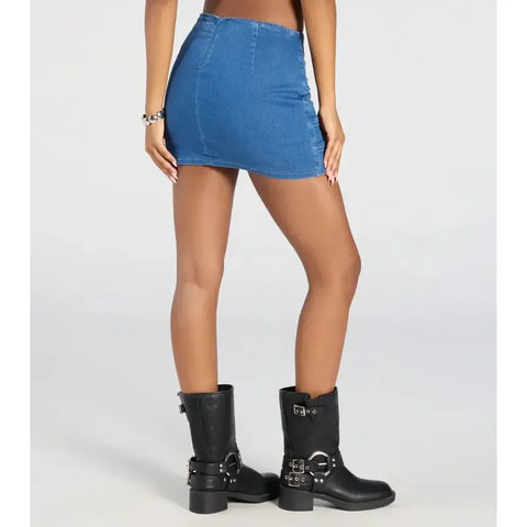 Vibecurve® Buckle Down High-Rise Denim Skort	