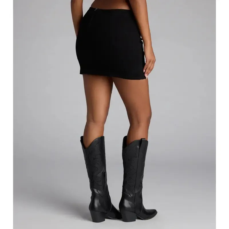 Vibecurve® Buckle Down High-Rise Denim Skort	