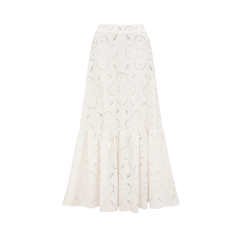 Ruffle White Laser Cutting Flower Hollow Swimsuit Set(s)