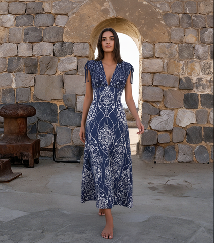 V Neck Shoulder Drawstring Printed Swimsuit Set(s)	